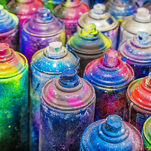 Used spray paint cans